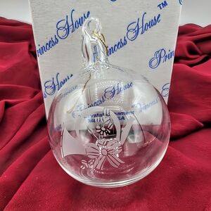 Princess House 417 Crystal Ornament Etched Hunting Horn Handmade USA w Box Vtg
